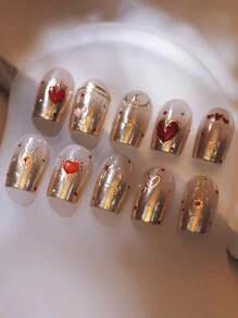 1pc Sparkling Gold Laser 3D Christmas Bow Nail Stickers Embossed Adhesive Nail Stickers DIY Nail Decoration Sliders