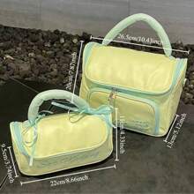 1pc Bowknot Cosmetic Bag, Shiny PU Material, Large Capacity Waterproof, Convenient To Carry, Suitable For Travel, Cosmetics & Toiletry Storage,Boho Vibes,For Holiday Beach, Bathroom Collection, Bedroom Collection, Large Capacity