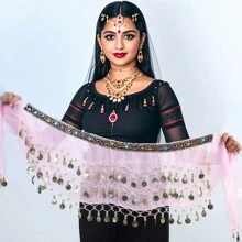 Belly Dance Hip Scarf Women's Belly Dance Costume Skirt Wrap For Dance Or Yoga Class Coins Belly Dance Hip Scarf Belt Halloween Costume Accessory