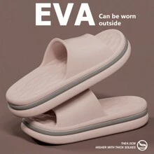 女士 EVA 软底浴室拖鞋，厚底简约情侣户外穿透气时尚沙滩凉鞋 - 粉色 - 查看 1