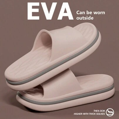 女士 EVA 软底浴室拖鞋，厚底简约情侣户外穿透气时尚沙滩凉鞋