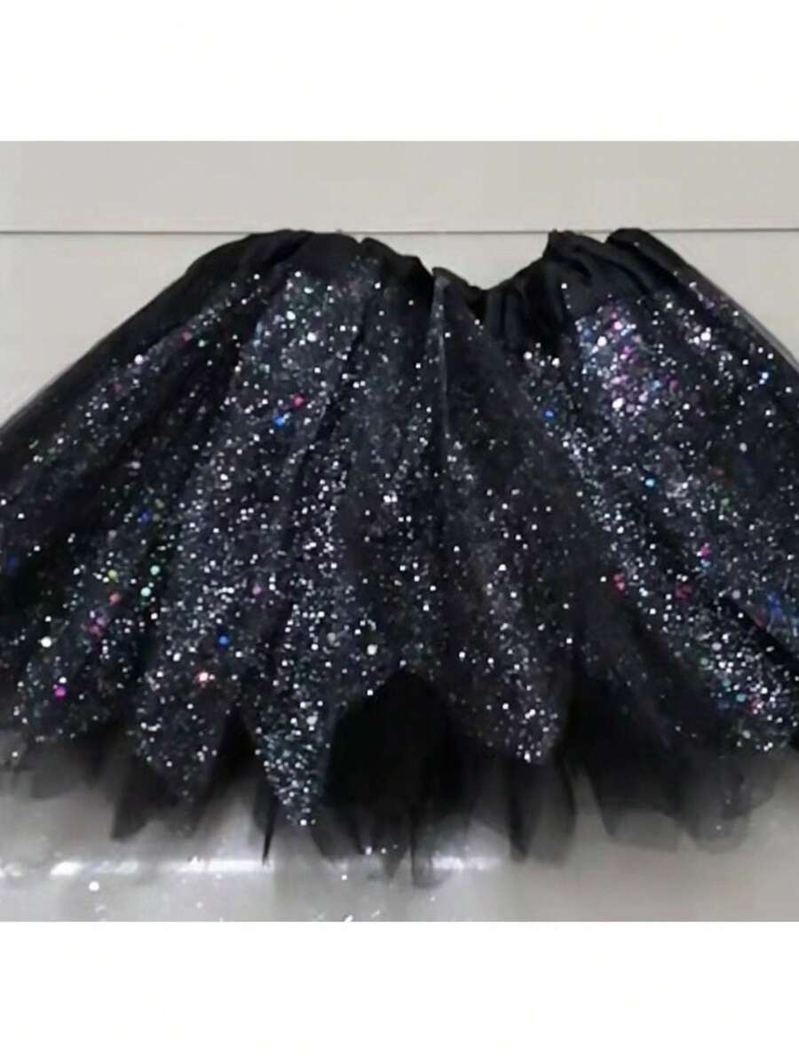 Adult Glitter Tulle Skirt Carnival 40cm Various Colors A-8 - màu đen - Xem 1