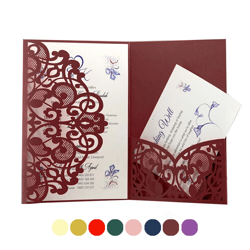 10 pièces/set Cartes d'invitation de mariage personnalisées avec cartes de réponse RSVP. Convient pour les décorations de mariage, anniversaire, baptême