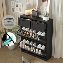 VOWNER Shoe Cabinet With 4 Flip Drawer & 2 Sliding Drawers For Storage, Freestanding Shoe Organizer For Entry, Bedroom, Hallway, Shoe Rack Gift For Halloween & Thanksgiving - màu đen - Xem 8