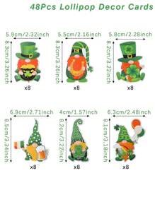 48 stuks St. Patrick thema lolly decoratie kaarten, St. Patrick groene kabouter patroon St. Patrick's Day cadeau decoratieve kaarten labels, Happy St. Patrick's Day groene feest familie vakantie feest decoratie benodigdheden, St. Patrick's Day feest diy cadeau snoep inpak benodigdheden, St. Patrick's Day vakantie feest tafel decoraties, Paas decoratie, St. Patrick's Day feest cadeau verpakking groene kabouter bedrukte decoratieve kaarten, feest gunsten