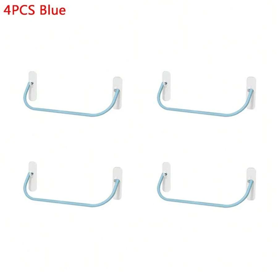 Simple Shoe Rack Wall-Mounted Bathroom Slippers Hook Holder Shoes Slipper Drain Storage Drying Rack Shoe Organizer Hanger - Blue - View 1