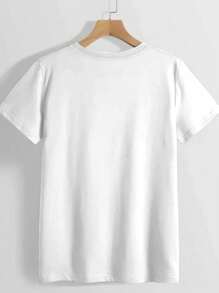 Fashionable Womens Graphic Print T-Shirt - Casual Short Sleeve Crew Neck Top - Lightweight & Breathable For Spring & Summer Wardrobe - White - View 3