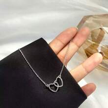 1 件双心项链 - 时尚光滑亮面不褪色女士珠宝、母亲节、情人节、生日 - 服装配饰和节日礼物 - 雙桃心項鍊 - 查看 7