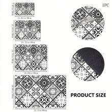 1 件黑白花卉瓷砖印花硅胶厨房垫 - 防滑、吸水碗碟干燥垫，适用于台面和咖啡机，带涤纶橡胶背衬，装饰性餐具沥水垫，适合家庭和餐厅 - FULSD260 - 查看 2