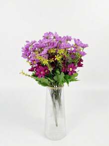 5Pcs Artificial Flowers For Home Fake Colorful Daisy Wedding Bridal Bouquet, Artificial Plants No Fade Greenery Shrubs Faux Purple Flowers For Outside Home Wedding Garden Spring Summer Décor