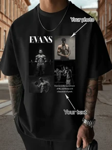 Camiseta personalizada y personalizada para hombres, camiseta suelta y cómoda con diseño gráfico. Personaliza con tu propia foto y texto/logotipo para parejas, familia, mascotas, regalos. Camiseta personalizable de manga corta para esposo o novio (para esposa/familia/amigo/fiesta/equipo/novia/ropa de trabajo/mascota/pareja a juego/regalos/regalos de aniversario/regalos de cumpleaños/regalos de boda)