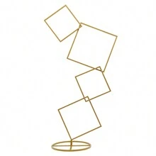 Soporte cuadrado de fondo para boda, marco de flor metálico blanco y dorado desmontable de 4 niveles para fotomatón, decoración del pasillo, decoración de mesa. Regalos de fiesta, decoración de habitación para la novia
