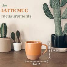 Juego de 4 tazas grandes de loza de 16oz para latte, Mora, microondas seguros, tazas de café de porcelana con asa grande, estilo moderno, bohemio y único para cualquier cocina. Vajilla de gres segura para microondas - Colores neutros surtidos