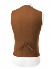 Men's Suit Slim Fit 3 Pieces Blazer Vest Pants Suits Set One Button Shawl Lapel Tuxedo Formal Wedding Groomsmen Blazer - 棕色 - 查看 5