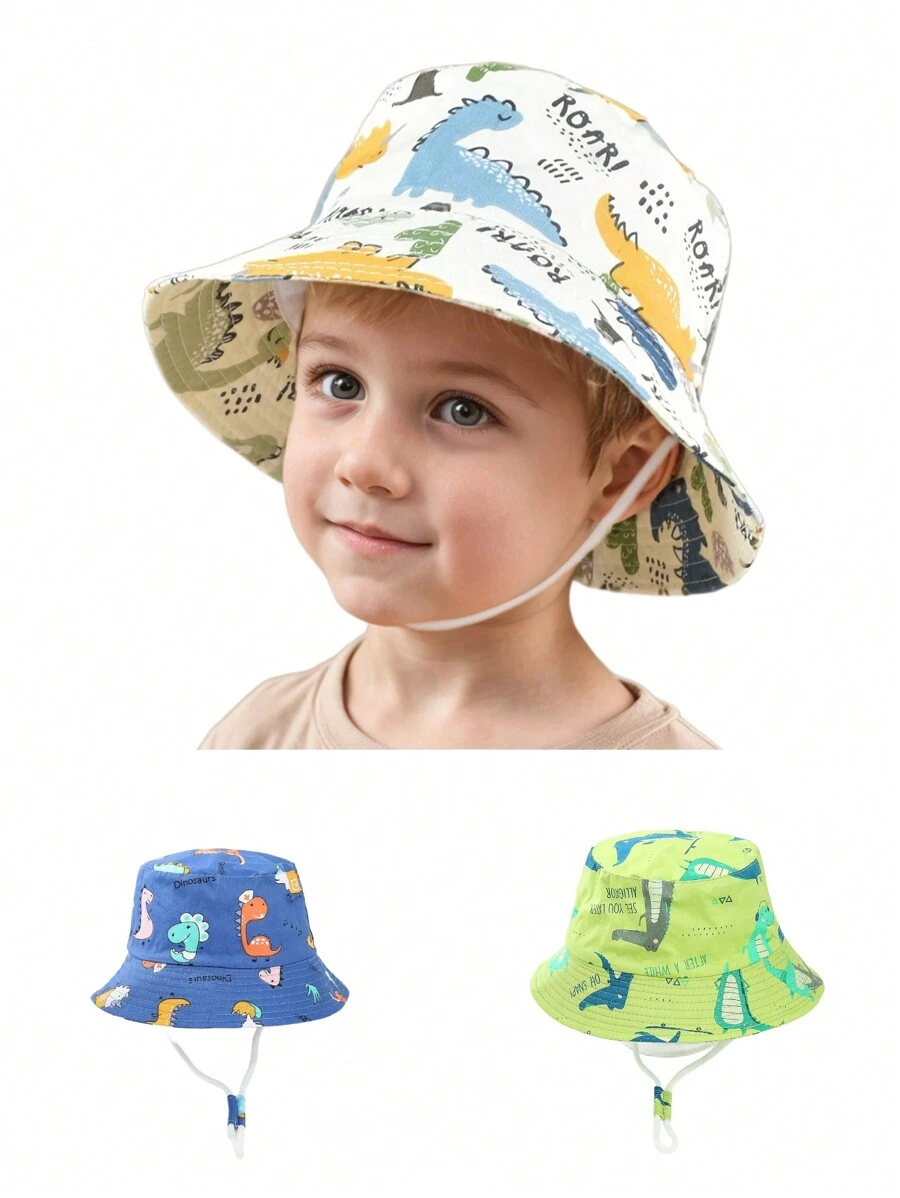 1 Stück Kinder süßer Cartoon Dinosaurier bedruckter lässiger Sommerhut für Outdoor, vielseitig einsetzbar