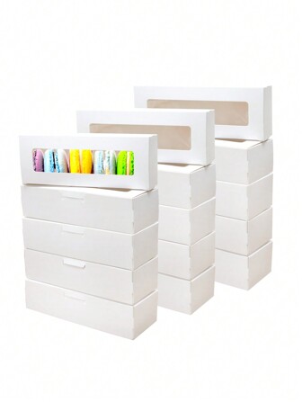 5pcs/10pcs/20pcs Rectangular Window Macaron Boxes, Bread Boxes, Dessert Boxes, Donut Boxes, Chocolate Boxes, Candy Packaging Boxes