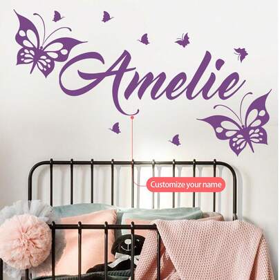 1 pieza Pegatina de pared de mariposa morada de dibujos animados, Vinilo personalizable para pared, Personaliza tu firma, Crea tu propio espacio, Decoración del hogar para dormitorio y sala de estar, Material PVC extraíble, Regalos para cumpleaños, graduación, Vida lenta del verano, Multifuncional, Exquisito, Elegante, de alta calidad, Colorido, Moderno, Personalizado, Único, Regalos ideales para él, Salón de té, Hogar, Jardín, Oficina, Para aniversarios, Para el Día de San Valentín, Para el Día de la Madre, Para cumpleaños, Para el Día del Padre, Para graduación, Para bodas, Para inauguración de la casa, Pegatinas de pared personalizadas, Renovación del hogar