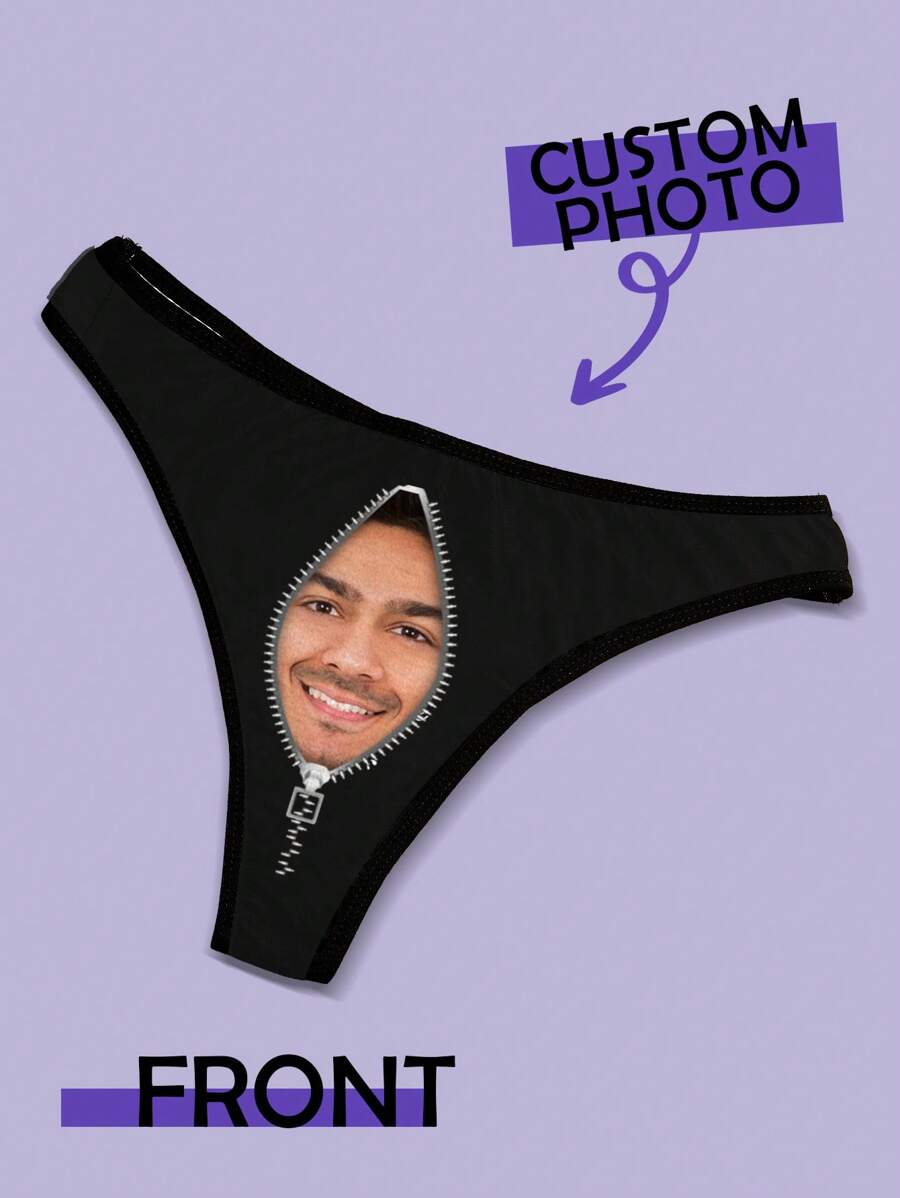1 pieza Tanga personalizado para el Día de San Valentín para mujer, calzoncillo personalizado, tanga personalizado, ropa interior personalizada con cara, tanga personalizado con cara, ropa interior con cara personalizada, regalo de San Valentín, regalo de aniversario simple, divertido, personalizado, único, personalizado, regalo ideal para él, regalo ideal para ella, novio, novia, familia, amigos