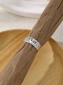 1 Pc Unique Metal Replica Eye Pattern Ring, Charming Party Gift For Women - Antique Silver - View 5