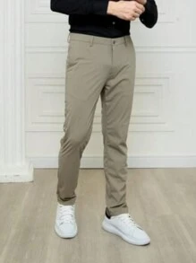 Men's Formal Pants SLIM FIT Elastane Stretch - Cà phê nâu - Xem 2