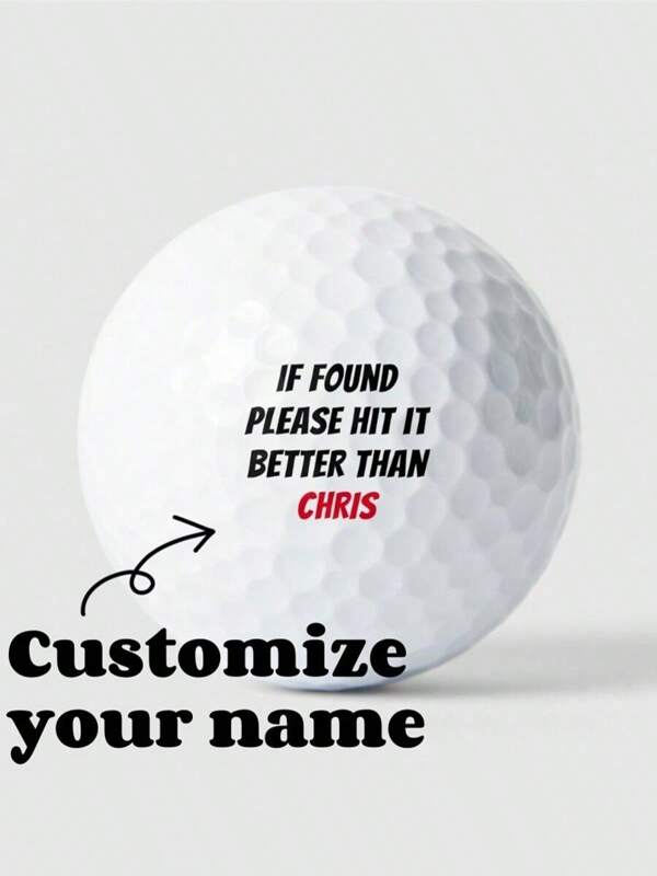 3pcs Customized Double-Layer Golf Balls, Circular Rubber Design, Outdoor Sports Customized Balls, Suitable For Team Sports, New Year, Valentine's Day Gifts For Golf Lovers, Ideal For Indoor And Outdoor Putting Practice