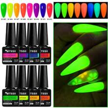 8件套夜光指甲油套装，7毫升霓虹发光凝胶指甲油，夏季半永久可卸UV/LED凝胶指甲油套装，家用美甲沙龙套装 - 彩色 - 查看 1