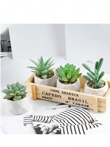 6/1pc White Minimalist Succulent Ceramic Planter Pot, Creative Faux Plant Decor Display [Plants Not Included] - White - View 6