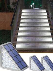 2/6PCS Outdoor Solar Triangle Light, Solar Staircase Light, Solar Landscape Light, 10/13LED IP65 Waterproof Light. Suitable For Courtyard, Villa, Balcony, Garden, Stairs, Streets And Other Outdoor Decorative Atmosphere Lighting., Solar Lights Outdoor