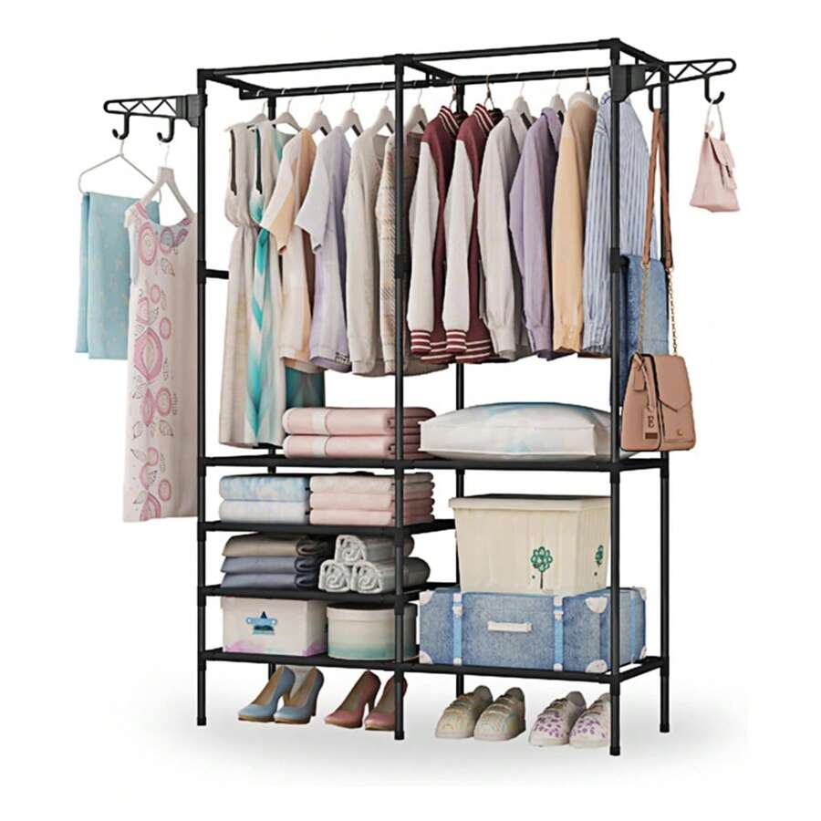 Multi-Functional Coat Rack, Large-Capacity Wardrobe, Clothing Storage Cabinet, Clothes Rack, Closet Wardrobe, Portable Wardrobe For Bedroom, Easy To Assemble, Independent Coat Room, Clothing Storage Rack For Bedroom