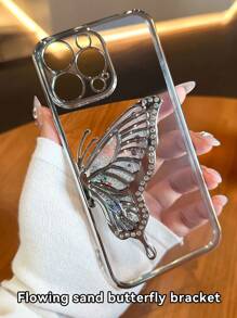 蝴蝶设计时尚高端保护手机壳，全覆盖创意个性化手机壳兼容 17、 16/16 Pro/16 Pro Max、Galaxy S22/S23/S24/S25、A04/05/06/A07/A14/A15/A16/A17/A24/A25/A34、Redmi Note 7/8/9/10/11/12/13、Redmi 9/10/12/13C、OPPO、MOTO、Honor、HW、Realme、Reno 7 - 銀色 - 查看 3