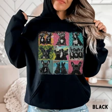 French Bulldog Mama Sweatshirt Frenchie Mom Women's Hoodies Retro Frenchie Dog Mom Crewneck Sweater - Black - View 1