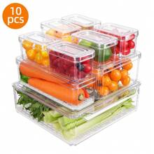 7/8/10pcs Fridge Organizer Bins, Muti-Sizes Clear Fridge Organizer With Lids Stackable Fruit Storage Containers, For Kitchen - Clear - View 13