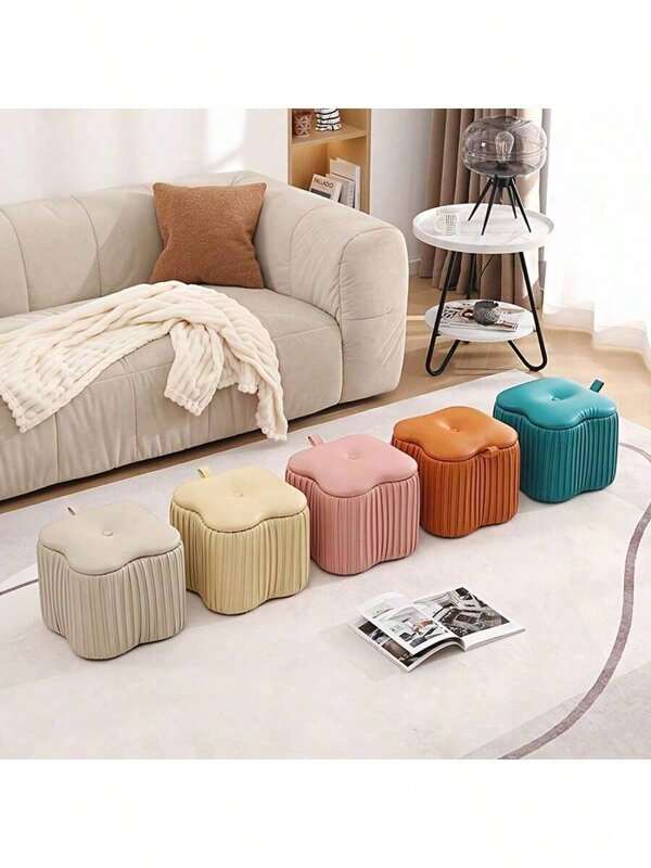 Small Stool For Home Use, Low Bench For Living Room Coffee Table, Leather Padded Entryway Shoe Changing Stool, Minimalist Modern Storage Stool
