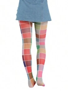 Women Sheer Tights Control Top Pantyhose Y2k Tie Dye Mesh Tights Fishnet Sockings Leggings - 彩色 - 查看 3