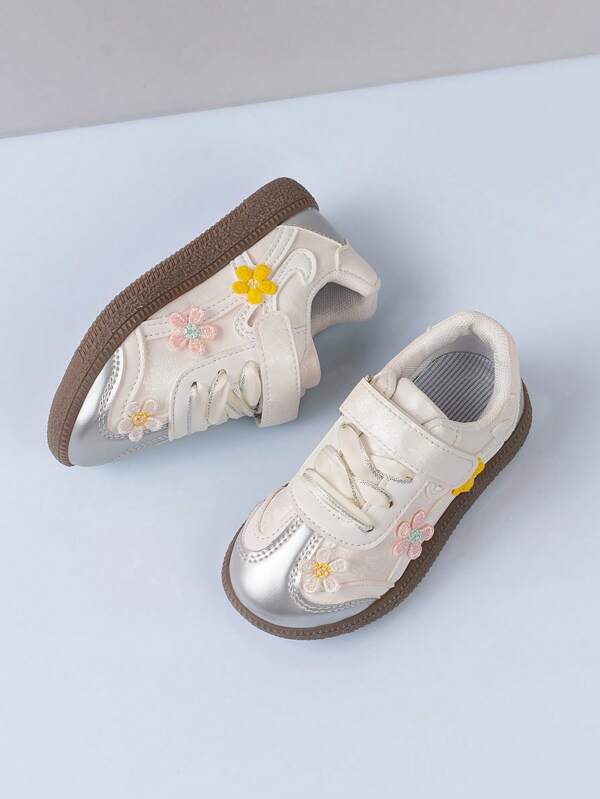 Zapatillas deportivas casuales y brillantes con estampado floral para niños, para primavera/otoño
