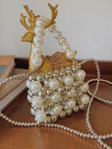 1PC Mini Girls Fashion Pearl Chain Handbag High Quality Mini Elegant Girl's Bag, Early Spring Pearl Bag, Perfect Gift For Girlfriend, Suitable For Daily Use - White - View 3