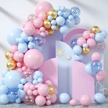 126 piezas Kit de decoración de fiesta con arco y guirnalda de globos rosa y azul