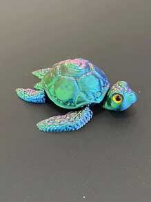 3D Printed Sea Turtle With Realistic Eyes, Colorful Gradient Laser, Desktop Decoration, Perfect Gift For Friends And Family, Movable Limbs, Suitable For Parties And Outdoor Car Shows, Macaron Colors Randomly, Plastic Art Craft Decor [Eye Color Random]