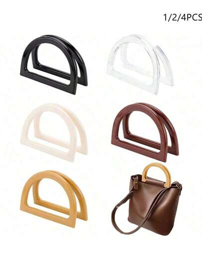 D-Shaped Acrylic Handle Women's Bag Handle Woven Bag Handle DIY Handmade Bag Straw Bag Handle Plastic D Shape Handle Replacement For DIY Handmade Purse Luggage Suitcase Handbag Making D Shape Purse Handle Leopard Handles Replacement Handbag Handle Tote Bag Ring For Summer Straws Beach Handbags Macrame Crocheted Purse Making