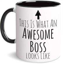 Boss Gift, Boss Mug, Awesome Boss, Best Boss Ever, Gift For Boss, Appreciation Gift, Work Office Gift, 11 Oz, Birthday White Elephant Gift - Black Handle - View 3