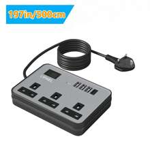 LIPWEL Power Supply 7 In 1 Flat Plug Power Socket Outlet Extension Lead, 4 USB Charging Ports Extension Socket, Wall Mounted, One Key Power Control, Overload Protection, 13A 3120W Power Socket Outlet, Black White Gold For Home Office
