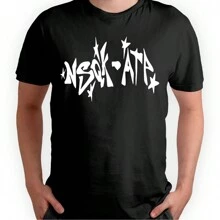 NSQK Men's Black Casual T-Shirt 100% Cotton - 黑色 - 查看 3