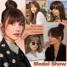360° Clip-On Air Bangs Hair Extensions, Suitable For Women With Sideburns, 3 Secure Clips, Full Bangs - S613 - View 8
