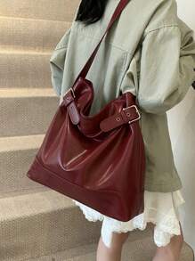 New Large Capacity Fashion Shoulder Bag Soft Tote Bag, Versatile Casual Shopping Bag, Retro Minimalist Shopping Bag With Simple Strap, Suitable For Commuting, College Students, High School Students, Shopping