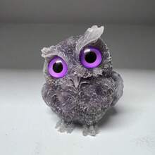 1pc Resin Mold Natural Crystal Chip Stone Handcrafted Owl Resin Figurines Collectibles Of Colorful Owl Gifts And Desktop Decoration For Home Interior Space And Reiki Animal Sculpture Shelf Accents Ornament For Home Office Decor Purple Home Decor