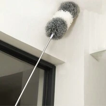 Feather Duster, Extendable Bendable Head Cleaner Brush For Dust Removal, Static Electricity Duster For Home - White Gray - View 2