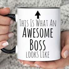 Boss Gift, Boss Mug, Awesome Boss, Best Boss Ever, Gift For Boss, Appreciation Gift, Work Office Gift, 11 Oz, Birthday White Elephant Gift - Black Handle - View 2