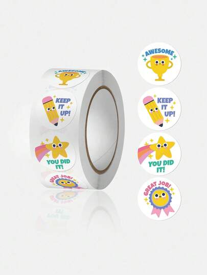 500pcs/Roll Cartoon Animal Encouragement Stickers, Elephant, Bee, Animal Series Stickers For Teachers Rewarding Students, Gift Box Packaging Sealing Stickers, Stationery Decoration Doodle Stickers,School Supplies,Back To School