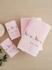 4/3/2/1 件珊瑚绒绣花玫瑰浴巾/浴巾,田园浪漫风格,吸水柔软蕾丝毛巾或浴巾,舒适的家居浴室装饰,美容院礼品浴巾,酒店运动,家居必需品,毛巾,护肤品 - 淺粉色 - 查看 7