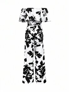 女士休闲印花连体裤，夏季女装，度假装 白色优雅 - 白色 - 查看 2